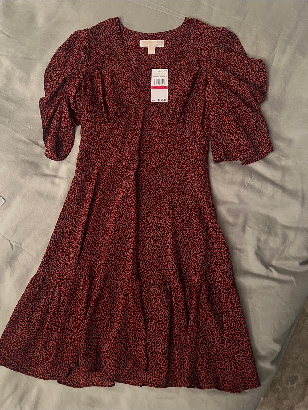 Women's Red Printed Midi Dress - Unknown Brand